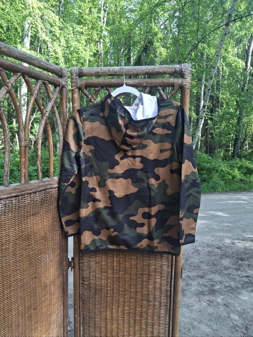 🍀3/15 Old Navy Camo Hoodie with Bright Orange GAME TIME Print